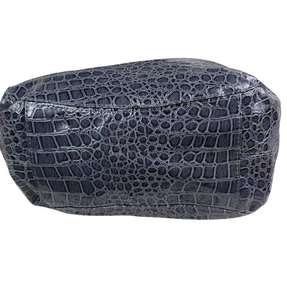 Braciano Gray Patent Croc-Embossed Tote Bag Gold Hardware | Large Glam Carryall - Picture 11 of 13